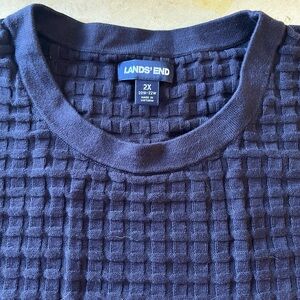 Lands' End Dark Blue Waffle Knit Top